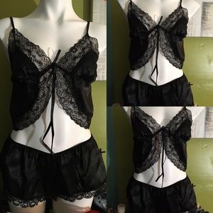 Black Silky short and top set
